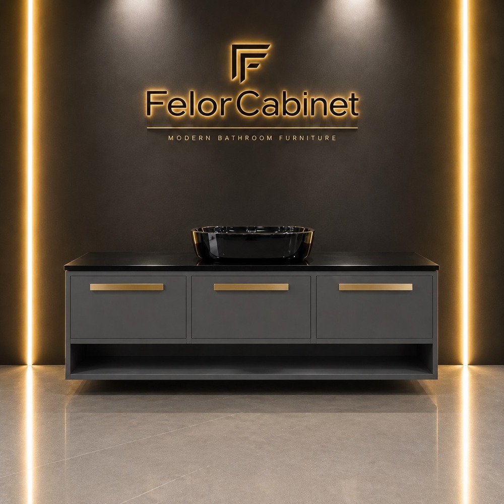 کابینت روشویی PVC دیواری با کاسه چینی مدل 1100