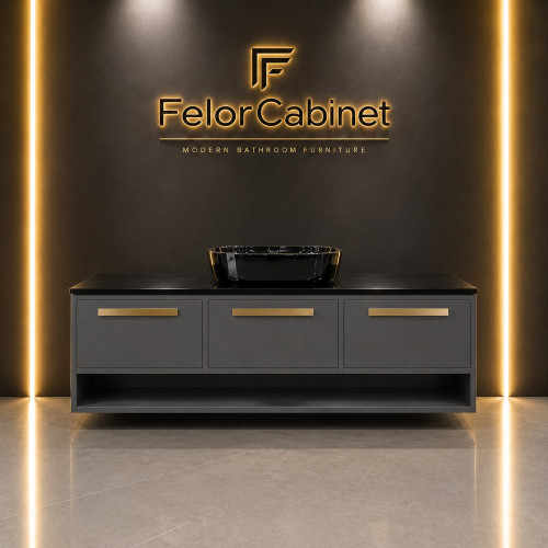 کابینت روشویی PVC دیواری با کاسه چینی مدل 1100