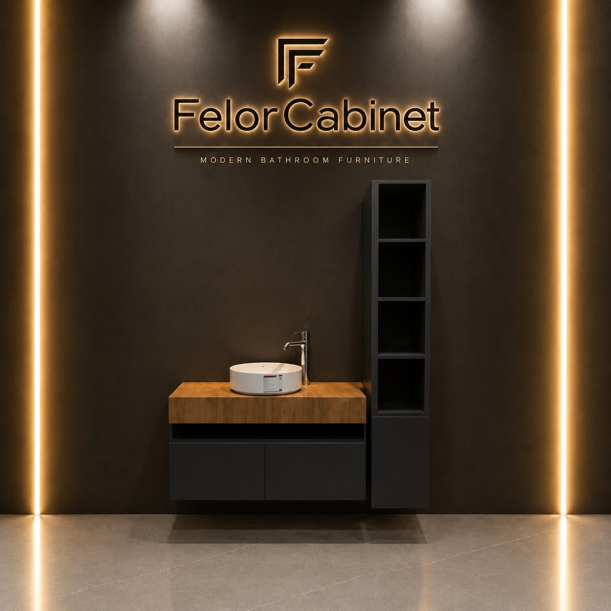 کابینت روشویی دیواری مدل 1022 با روشویی پرسلانی