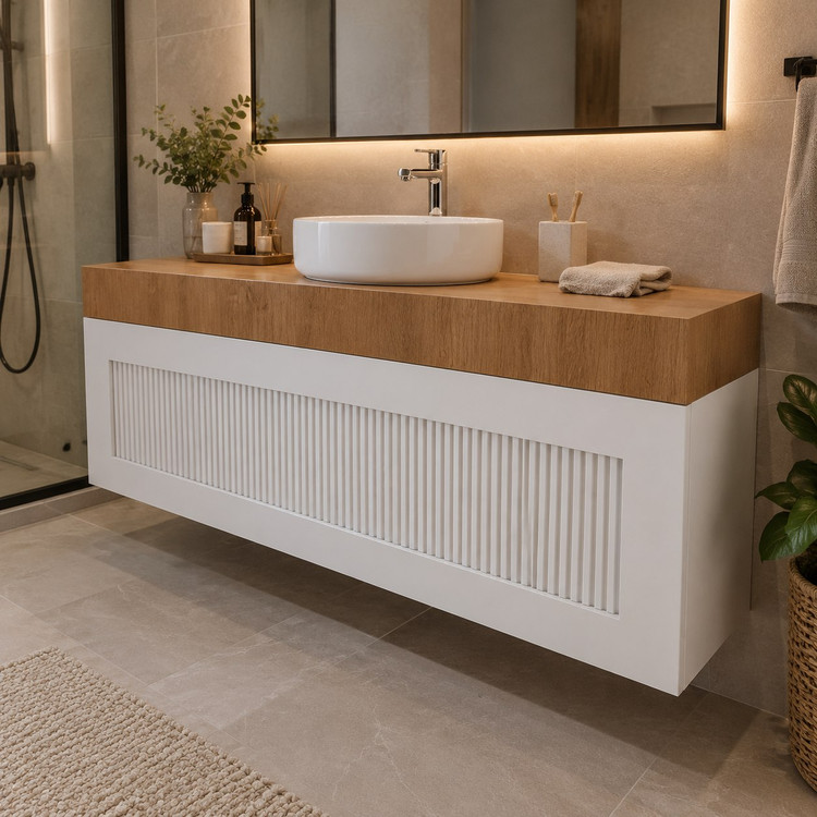 کابینت روشویی دیواری پیویسی طرح چوب – مدل 1034