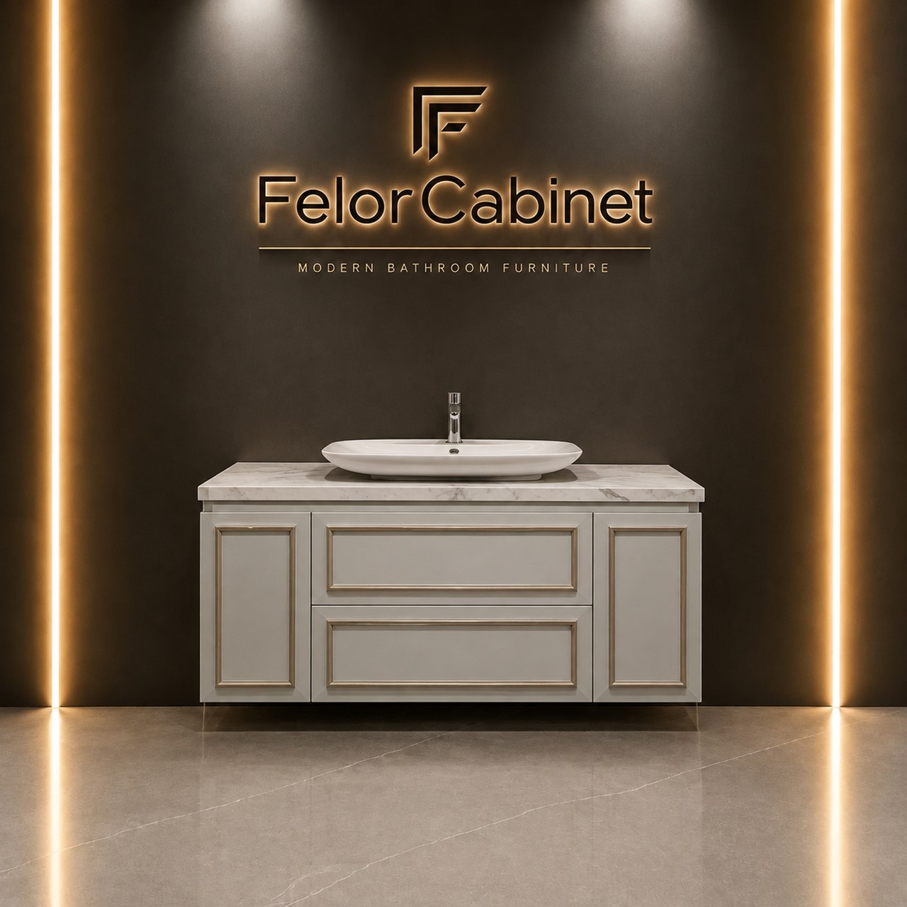 کابینت روشویی PVC مدل 1036 با کاسه چینی