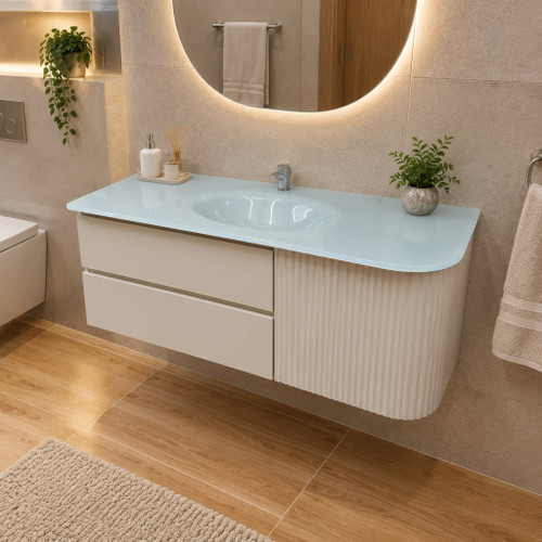 کابینت روشویی مدرن مدل 1042 با صفحه شیشهای و طراحی دوگانه
