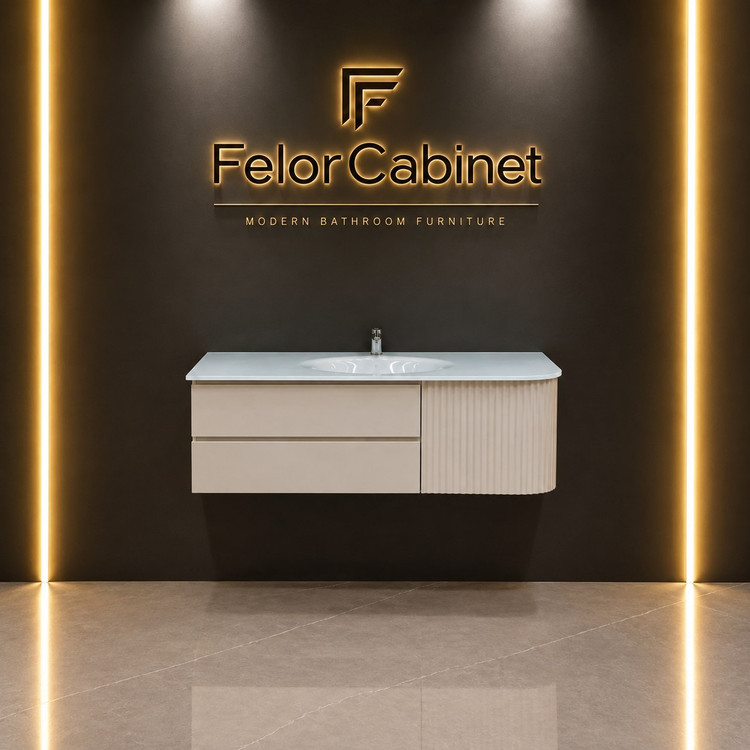 کابینت روشویی مدرن مدل 1042 با صفحه شیشهای و طراحی دوگانه